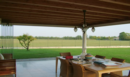 closed veranda with all glass doors